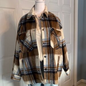 Plaid Brown and Cream Women’s Jacket